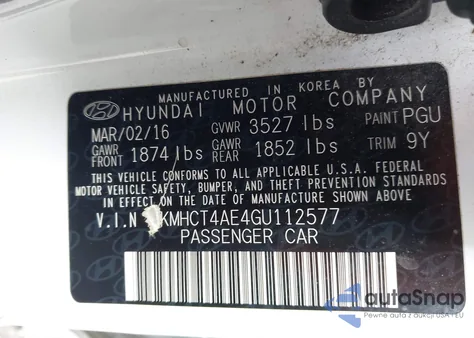 2016 Hyundai Accent Se из США, поврежденный, VIN KMHCT4AE4GU112577